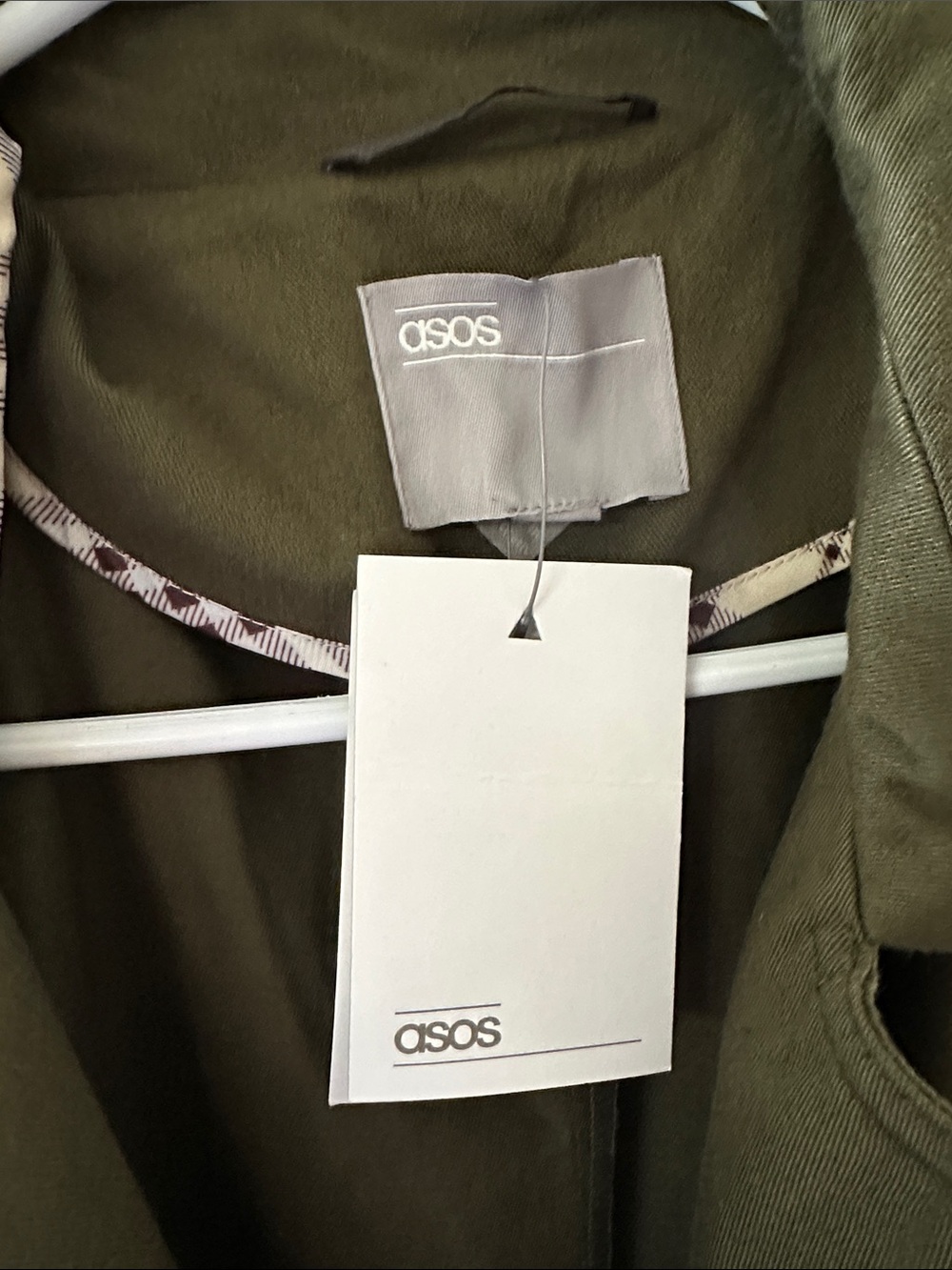 ASOS Olive Trench Coat with Belted Waist - Picture 2 of 9